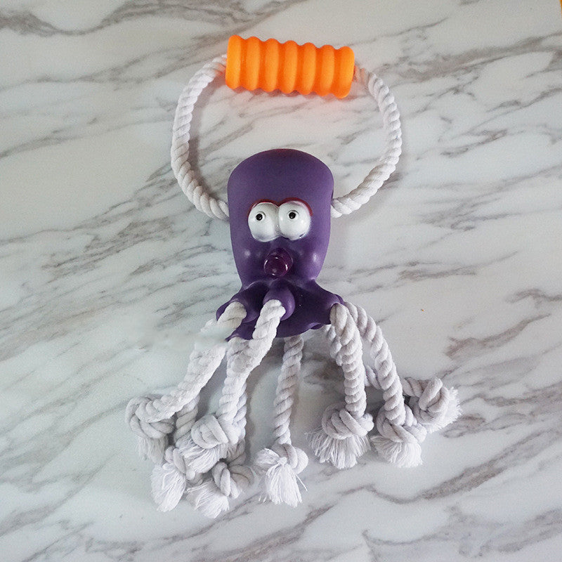 KFX-4681917 Interactive Bite-Resistant Hemp Rope Toy for Puppies with Molar Ball Design