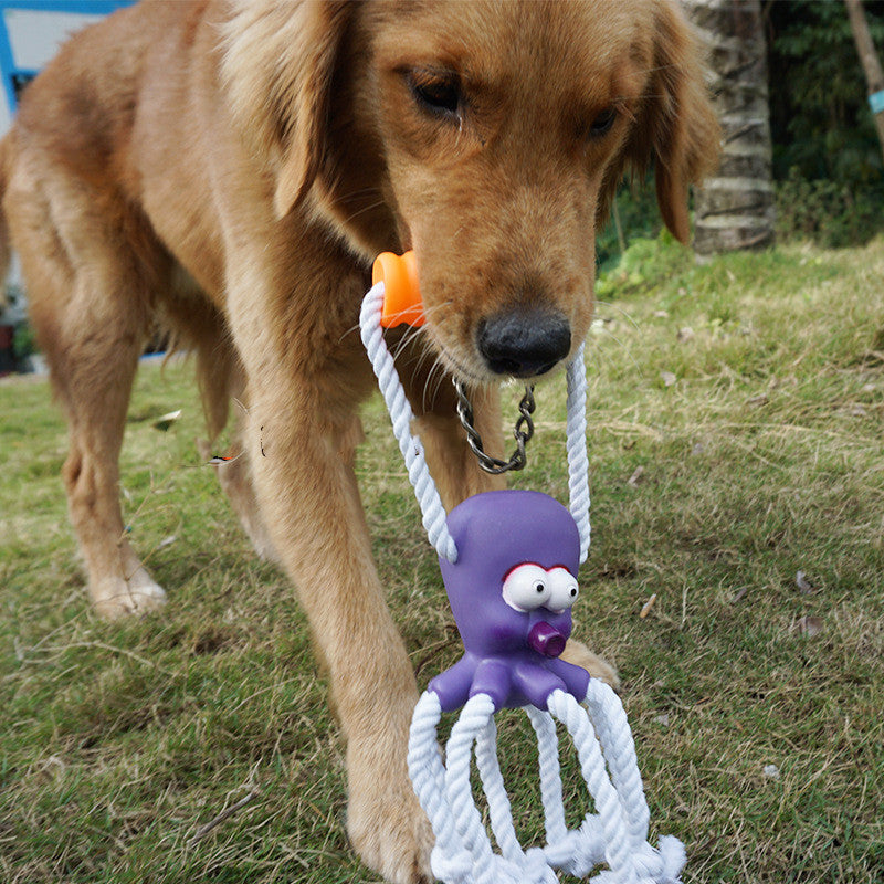KFX-4681917 Interactive Bite-Resistant Hemp Rope Toy for Puppies with Molar Ball Design
