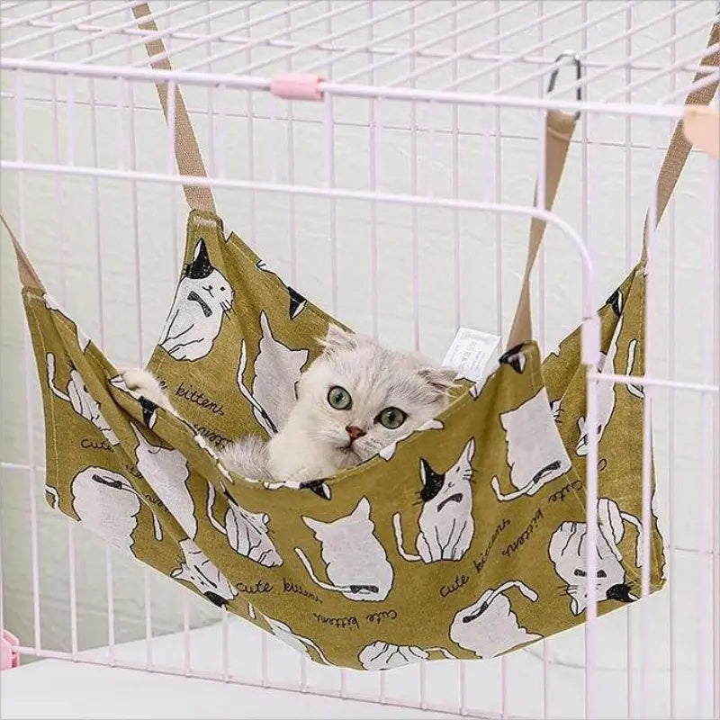 KFX-4682685 Breathable Cotton Linen Cat Hammock Bed with Hanging Hook - Soft and Wear-Resistant, Multicolor