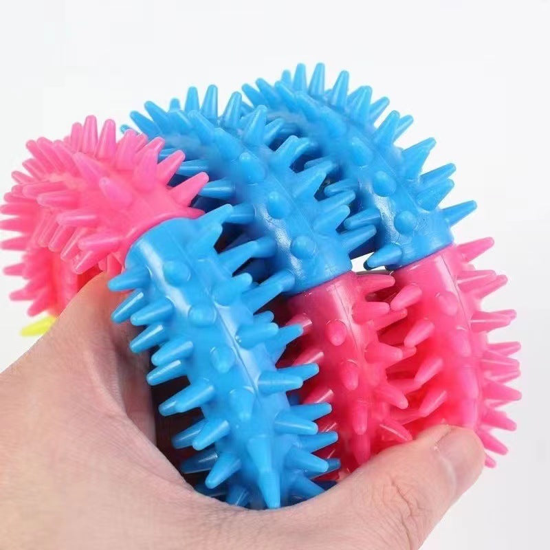 KFX-4683709 Three-Color TPR Rubber Thorn Ring Dog Toy - Bite Resistant, 11cm Diameter