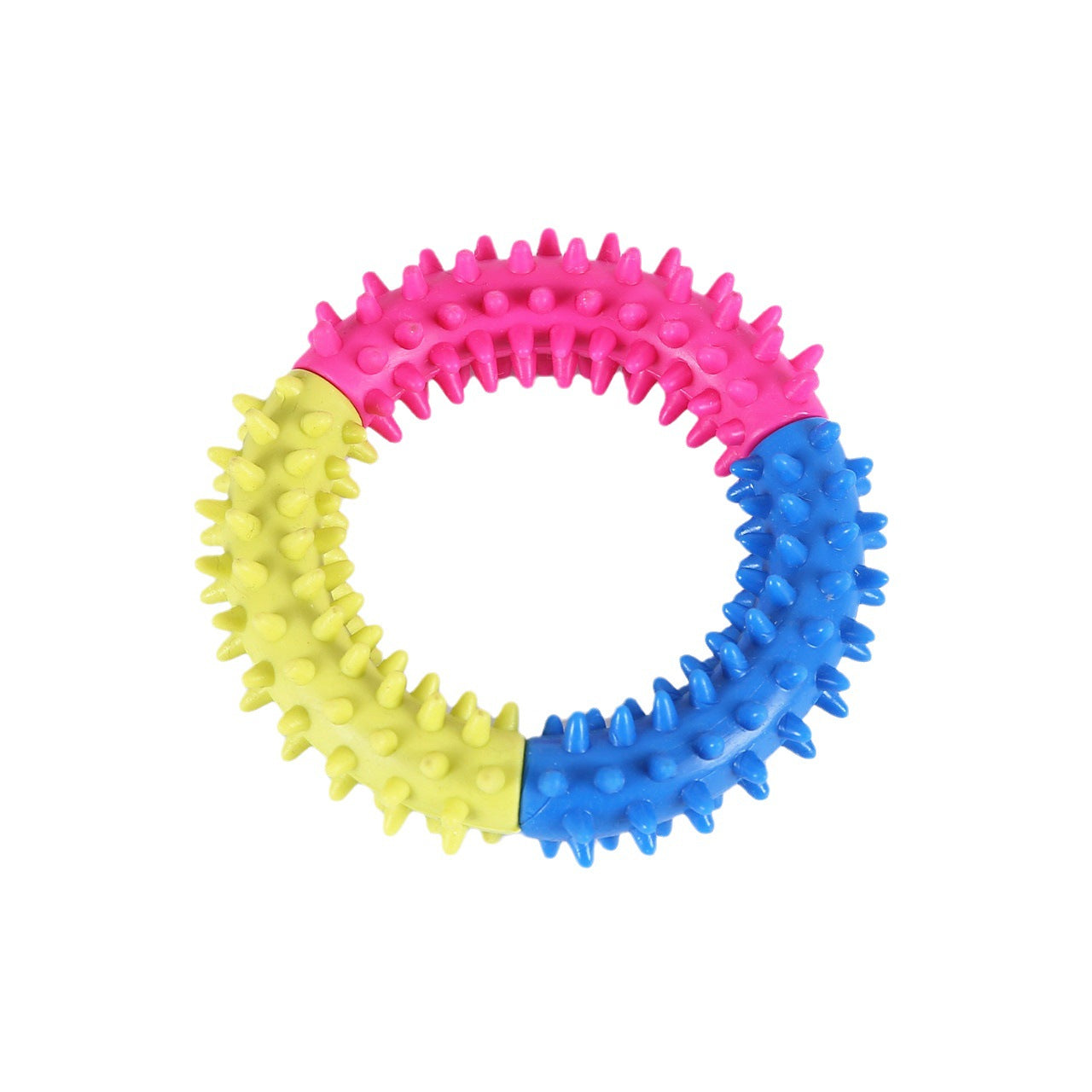KFX-4683709 Three-Color TPR Rubber Thorn Ring Dog Toy - Bite Resistant, 11cm Diameter