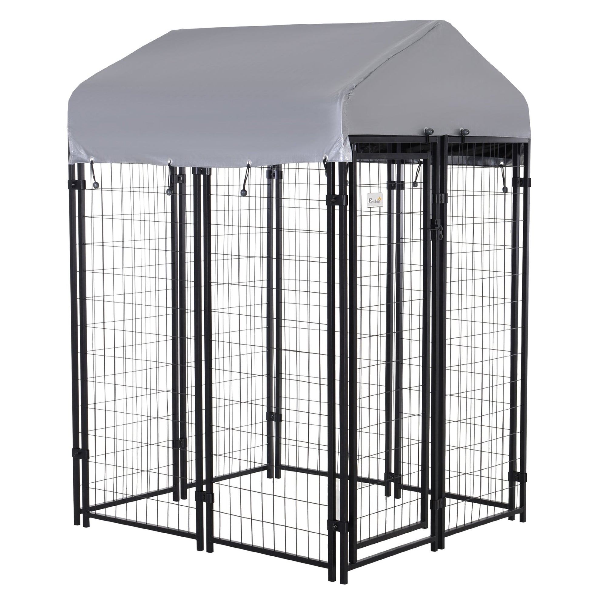 KFX-4684733 Heavy Duty Outdoor Dog Kennel with Roof, 4' x 4' x 6', Escape-Proof, UV-Resistant & Waterproof Cover for Medium Dogs
