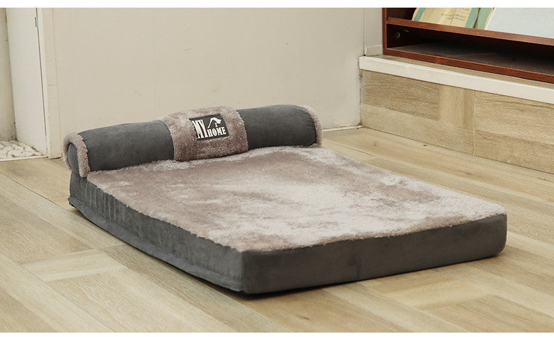 KFX-4685117 Warm Removable Dog Bed Sofa with High-Elastic Sponge Inner Cushion and Suede Velvet Backrest