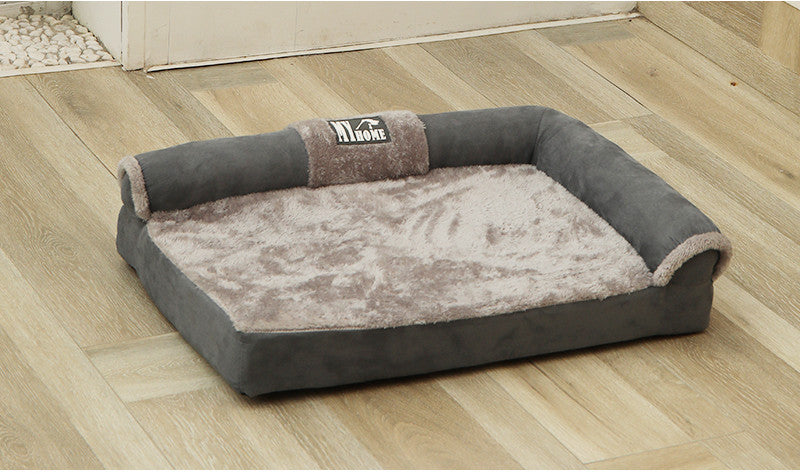 KFX-4685117 Warm Removable Dog Bed Sofa with High-Elastic Sponge Inner Cushion and Suede Velvet Backrest