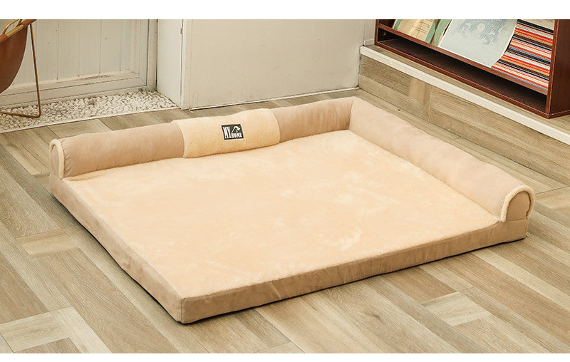 KFX-4685117 Warm Removable Dog Bed Sofa with High-Elastic Sponge Inner Cushion and Suede Velvet Backrest