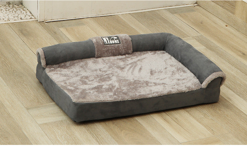 KFX-4685117 Warm Removable Dog Bed Sofa with High-Elastic Sponge Inner Cushion and Suede Velvet Backrest