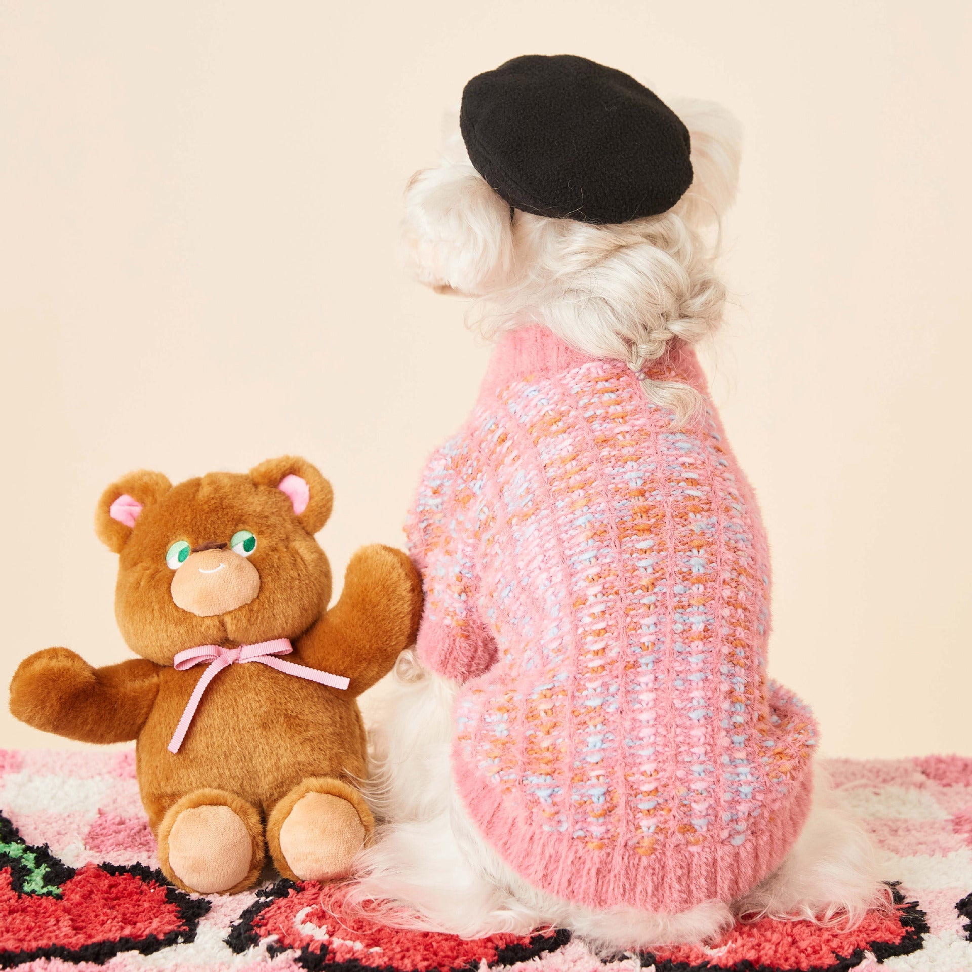 KFX-4686653 Colorful Wool Sweater Cardigan for Female Dogs in Purple and Pink, Sizes XS-2XL
