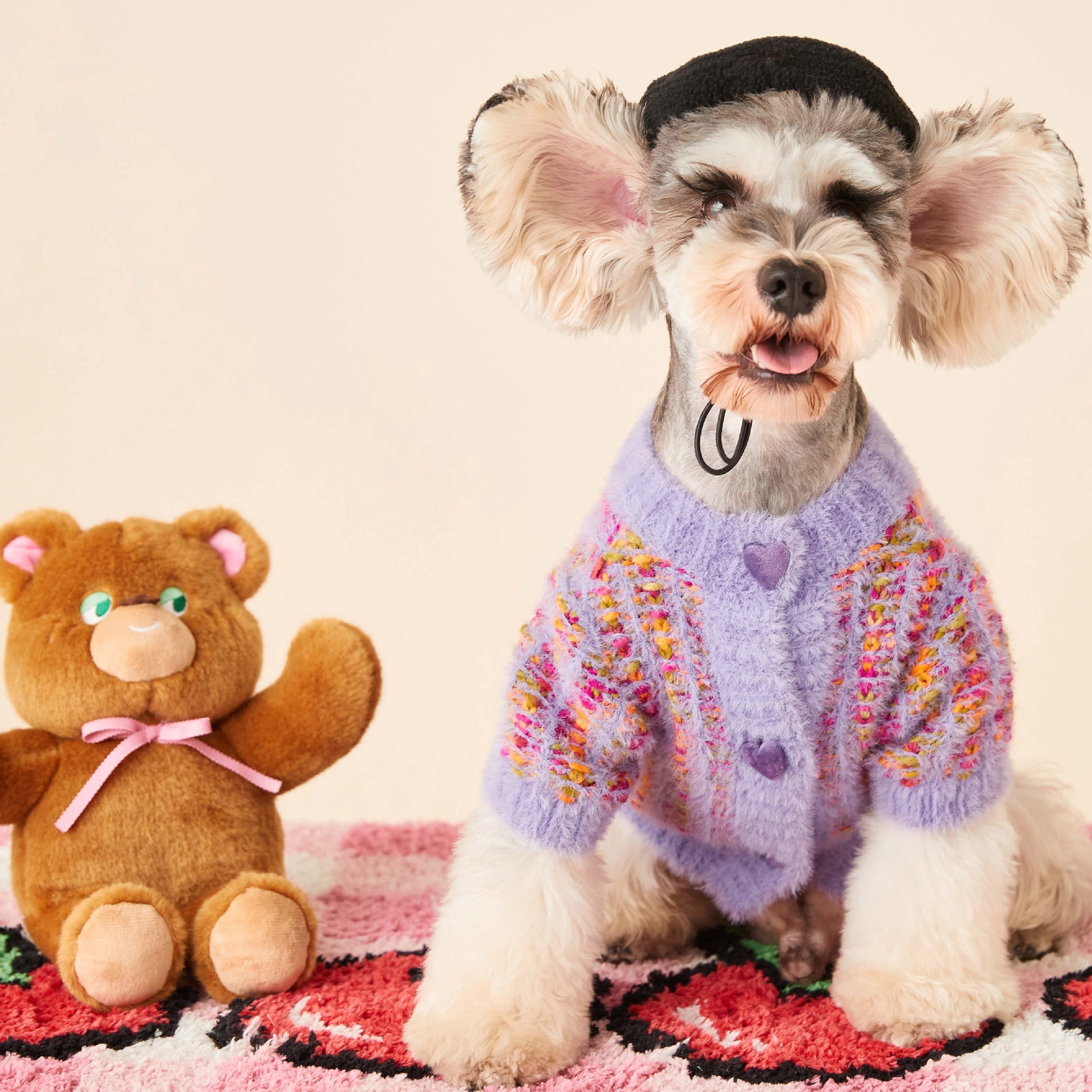 KFX-4686653 Colorful Wool Sweater Cardigan for Female Dogs in Purple and Pink, Sizes XS-2XL