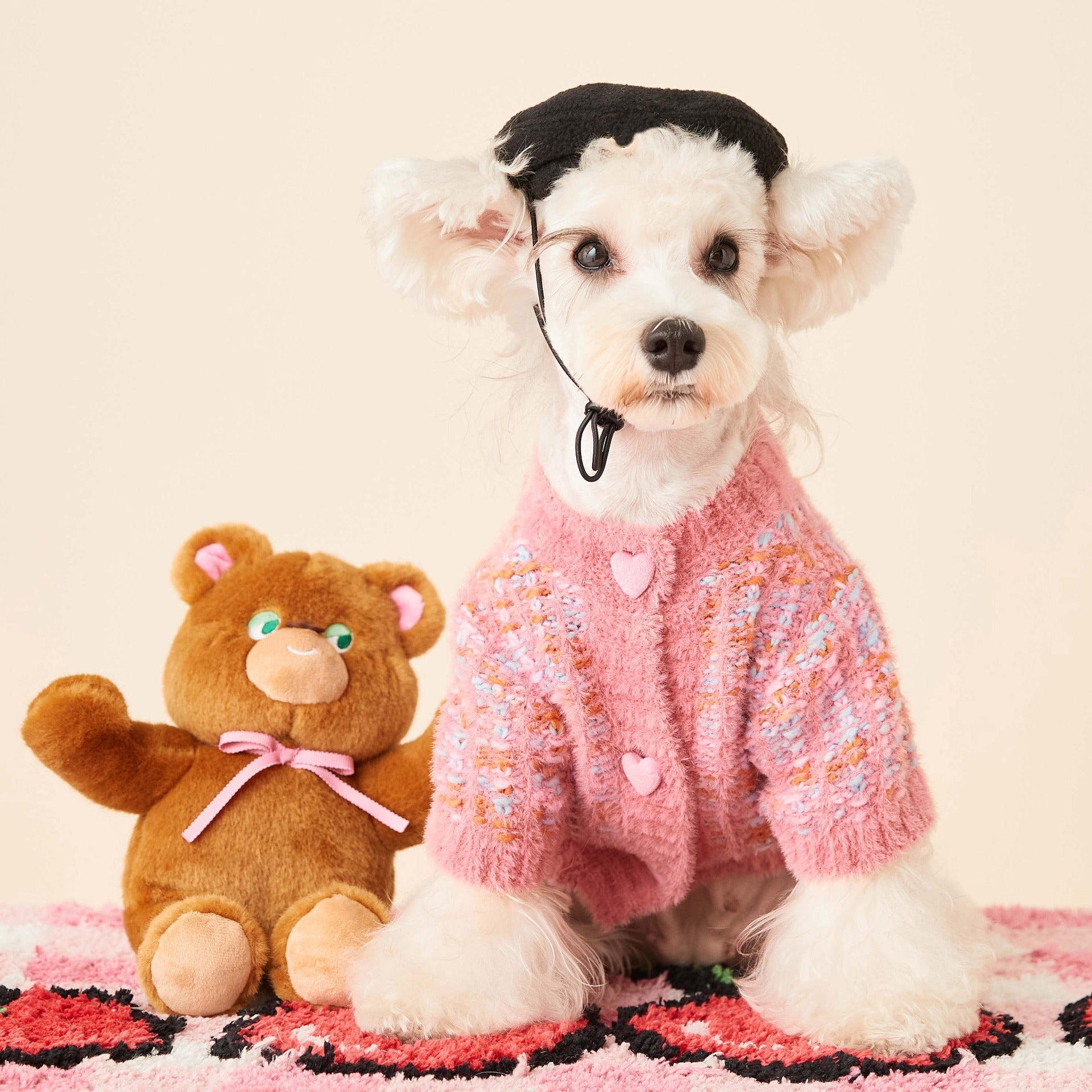 KFX-4686653 Colorful Wool Sweater Cardigan for Female Dogs in Purple and Pink, Sizes XS-2XL
