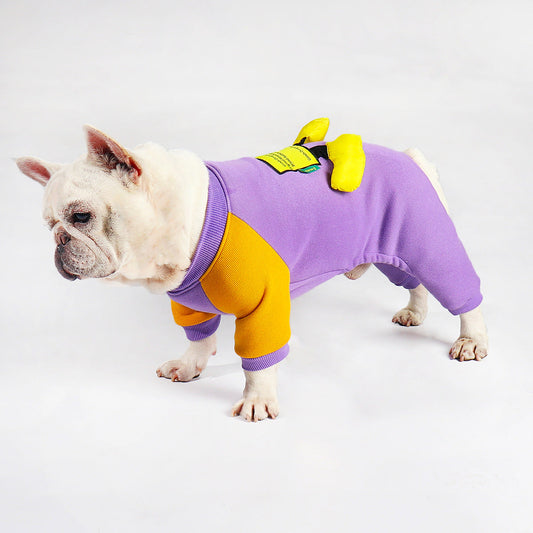 KFX-4687421 Plush Thermal Bodysuit for Dogs - Cotton Four-Legged Outfit in Purple