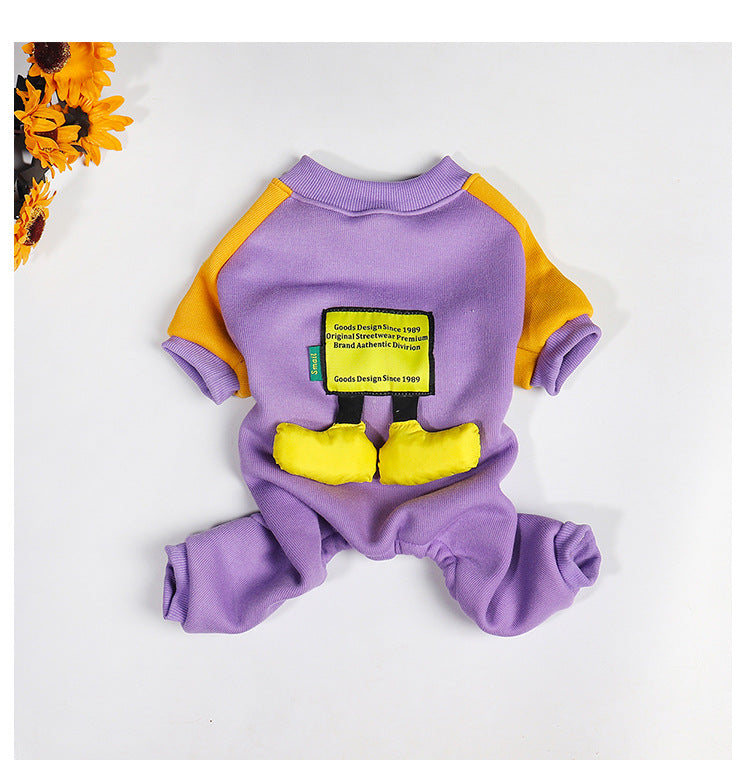 KFX-4687421 Plush Thermal Bodysuit for Dogs - Cotton Four-Legged Outfit in Purple