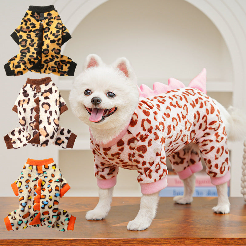 KFX-4687677 Cozy Fleece Dog Clothes for Autumn and Winter - Multiple Dinosaur Prints for French Bulldogs