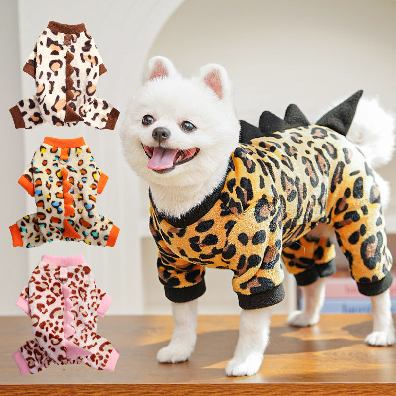 KFX-4687677 Cozy Fleece Dog Clothes for Autumn and Winter - Multiple Dinosaur Prints for French Bulldogs