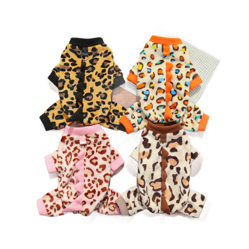 KFX-4687677 Cozy Fleece Dog Clothes for Autumn and Winter - Multiple Dinosaur Prints for French Bulldogs