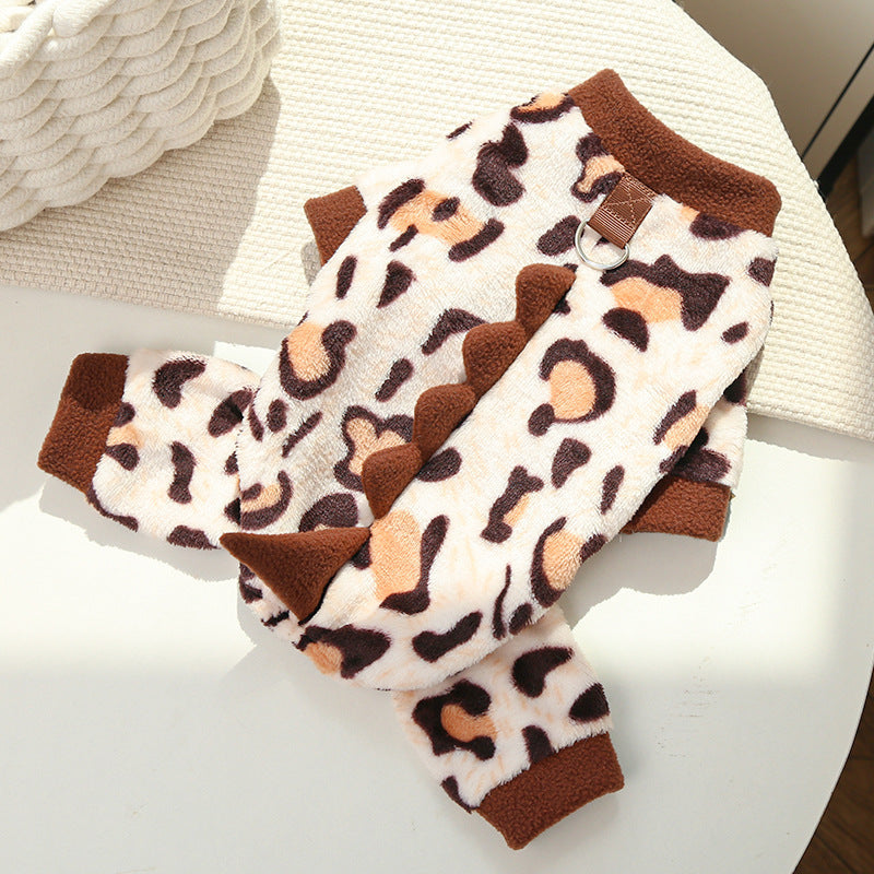 KFX-4687677 Cozy Fleece Dog Clothes for Autumn and Winter - Multiple Dinosaur Prints for French Bulldogs