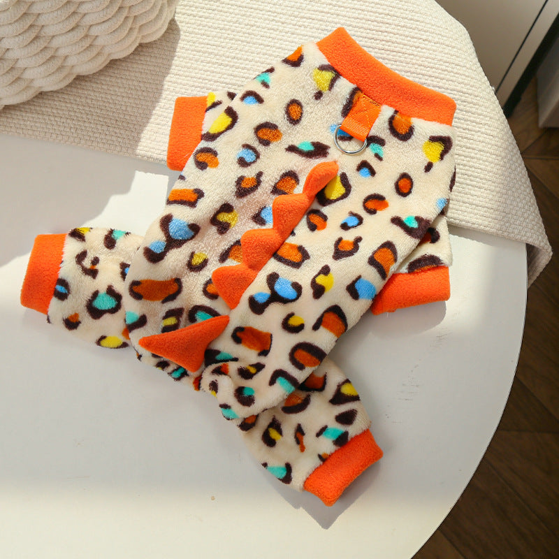 KFX-4687677 Cozy Fleece Dog Clothes for Autumn and Winter - Multiple Dinosaur Prints for French Bulldogs