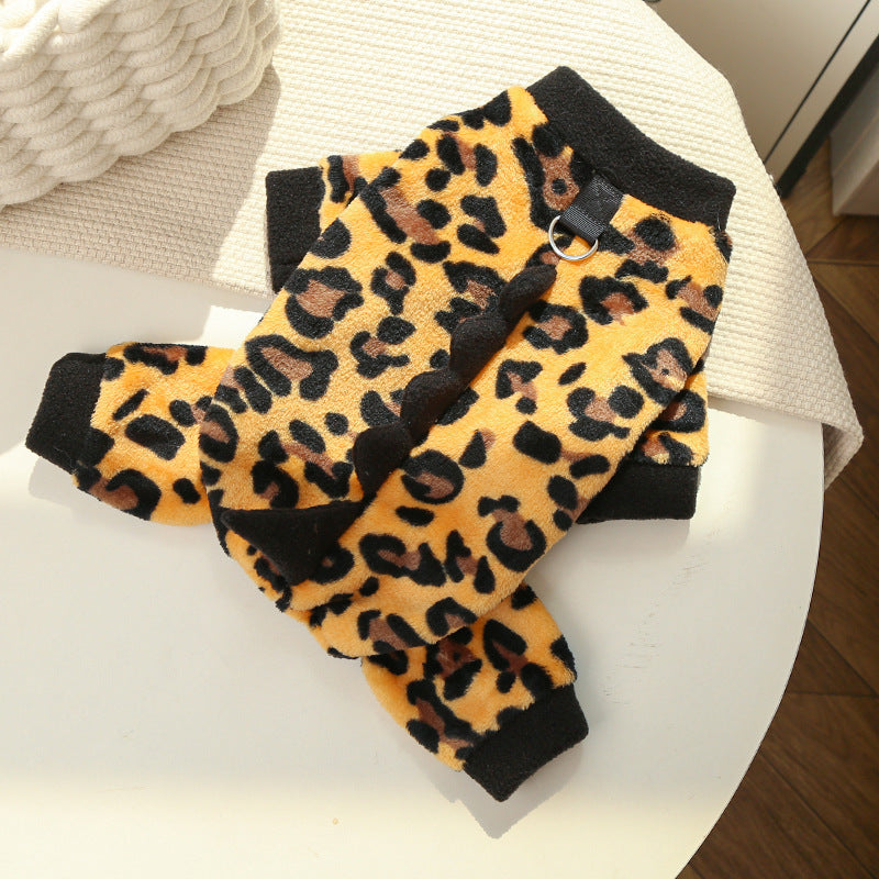 KFX-4687677 Cozy Fleece Dog Clothes for Autumn and Winter - Multiple Dinosaur Prints for French Bulldogs