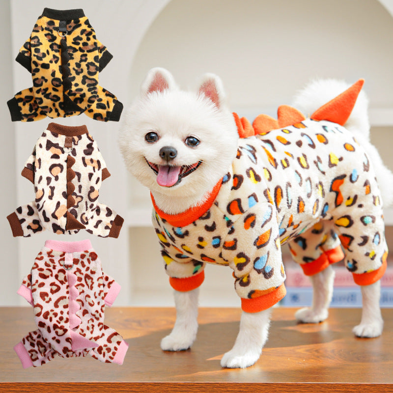 KFX-4687677 Cozy Fleece Dog Clothes for Autumn and Winter - Multiple Dinosaur Prints for French Bulldogs