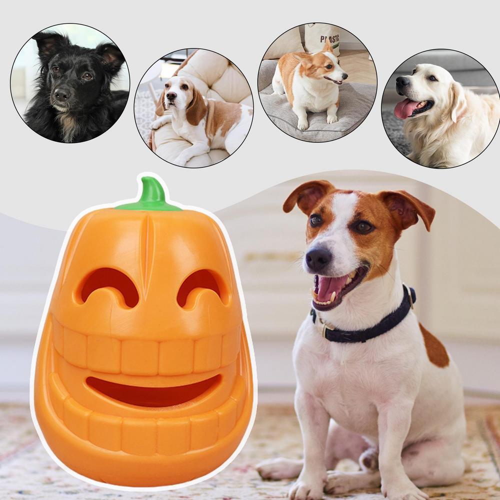 KFX-4688317 Indestructible Pumpkin-Shaped Dog Chew Toy for Aggressive Chewers, Perfect for Oral Health and Interactive Play
