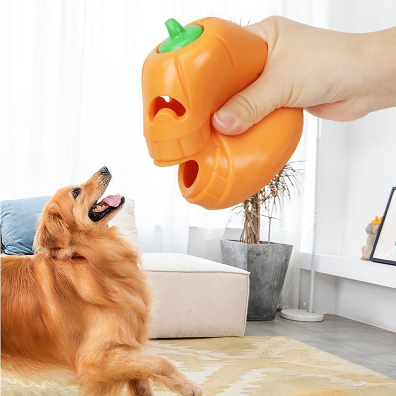 KFX-4688317 Indestructible Pumpkin-Shaped Dog Chew Toy for Aggressive Chewers, Perfect for Oral Health and Interactive Play