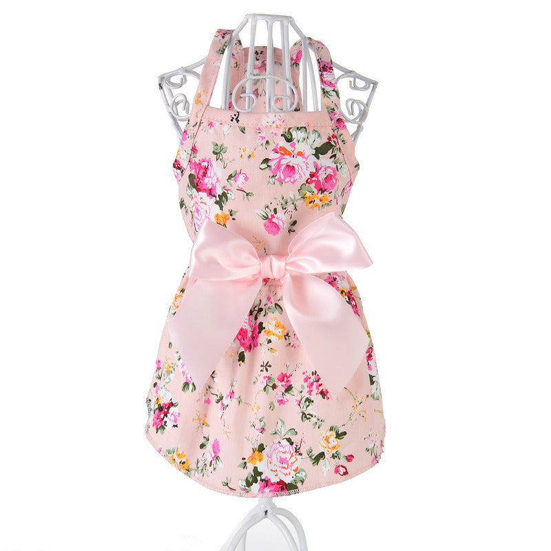 KFX-4689213 Cotton Princess Dress for Dogs - Spring and Summer Blue Skirt Outfit
