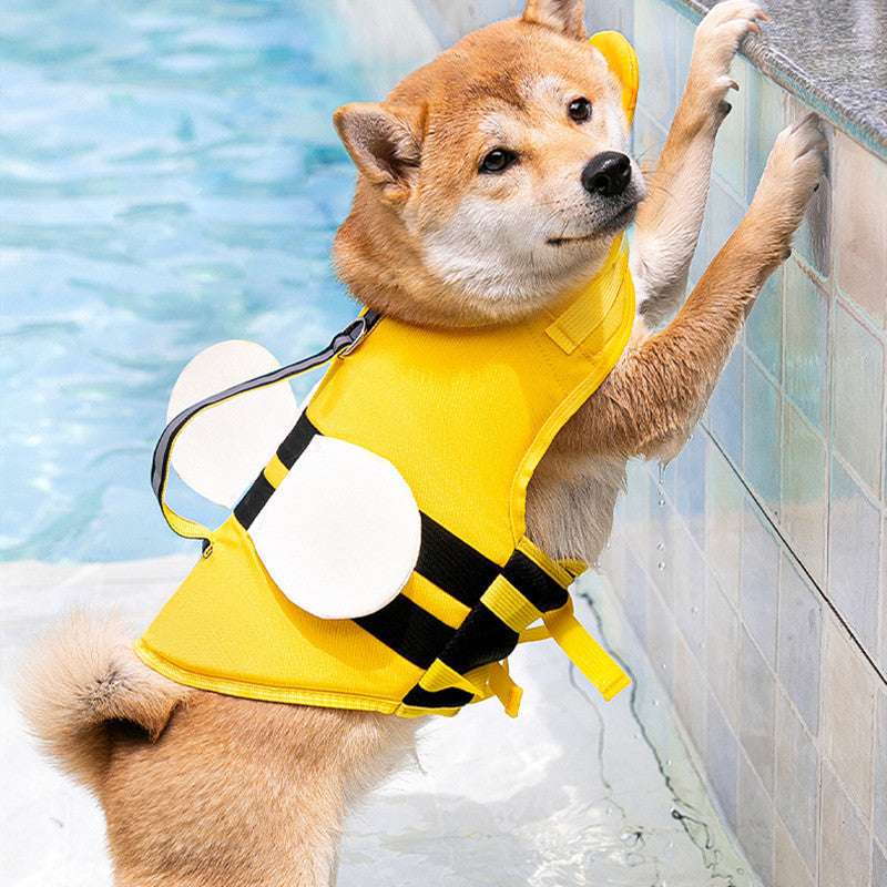 KFX-4691005 Animal-Shaped Medium Dog Life Jacket in Yellow Bees and Multiple Designs for Safety and Fun