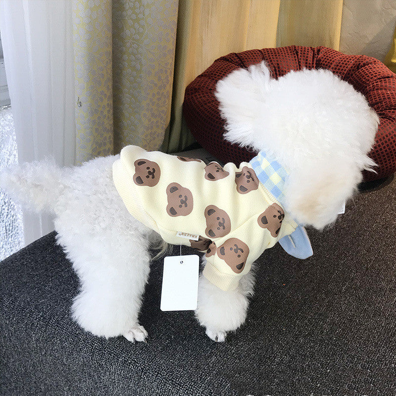 KFX-4691389 Cozy Cotton Bear Sweater for Pets in Beige and Yellow
