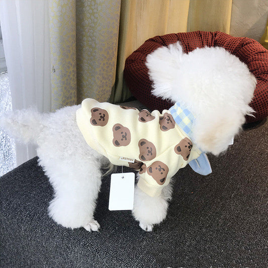 KFX-4691389 Cozy Cotton Bear Sweater for Pets in Beige and Yellow