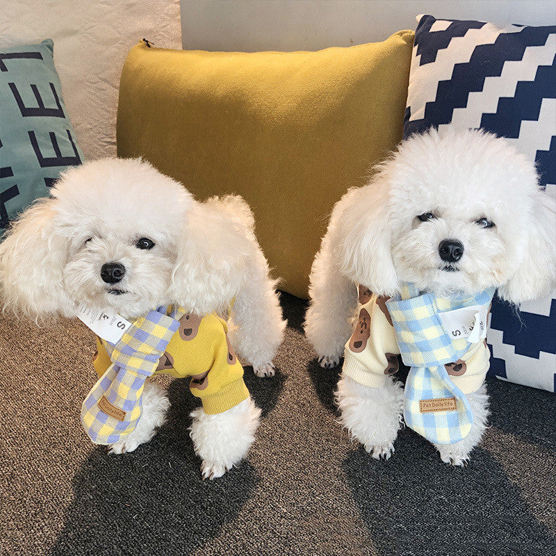 KFX-4691389 Cozy Cotton Bear Sweater for Pets in Beige and Yellow