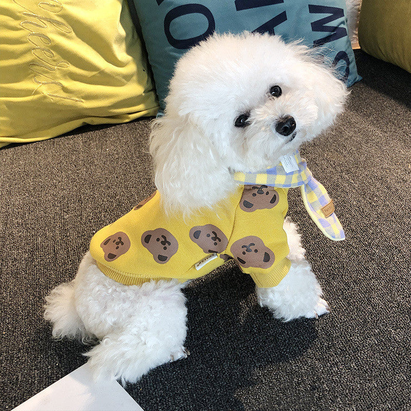 KFX-4691389 Cozy Cotton Bear Sweater for Pets in Beige and Yellow