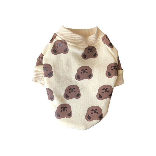 KFX-4691389 Cozy Cotton Bear Sweater for Pets in Beige and Yellow