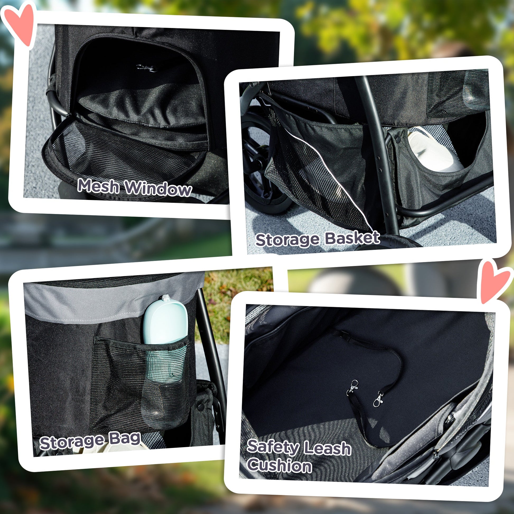 KFX-4692285 3-in-1 Pet Jogging Stroller for Small Dogs and Cats with Detachable Carrier, Foldable Design, 12" Wheels