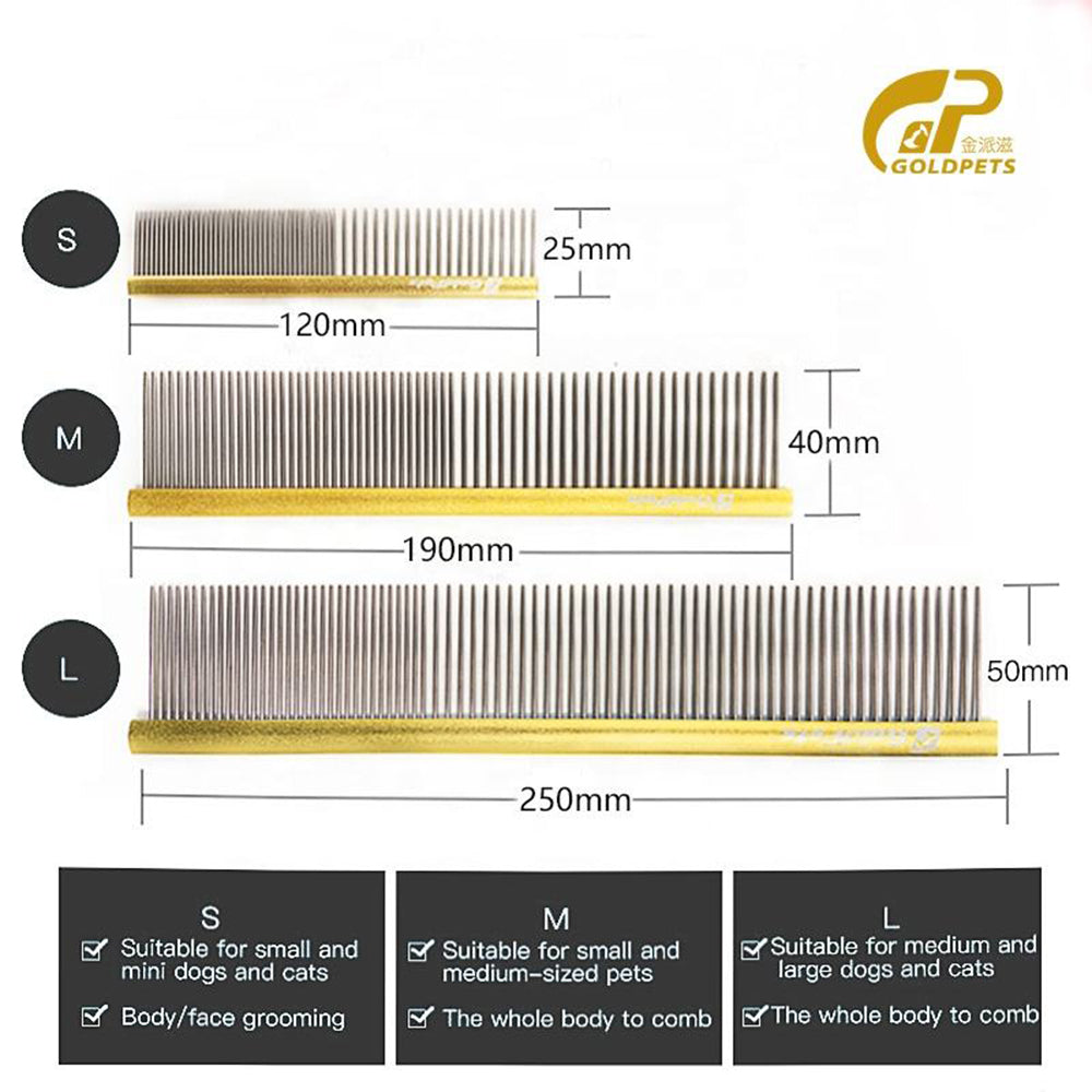 KFX-4694077 Colorful Stainless Steel Dog Grooming Comb with 1mm Fine Teeth for Shedding and Cleaning Pet Accessories