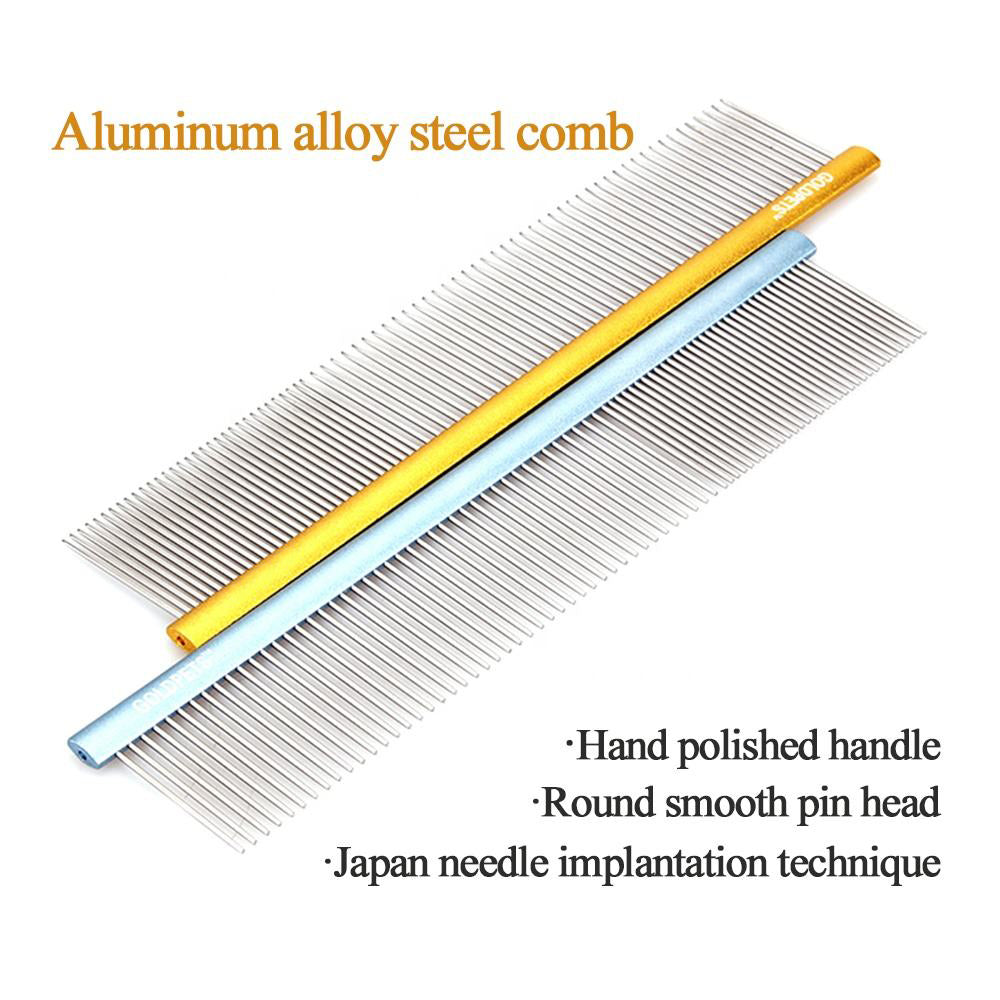KFX-4694077 Colorful Stainless Steel Dog Grooming Comb with 1mm Fine Teeth for Shedding and Cleaning Pet Accessories
