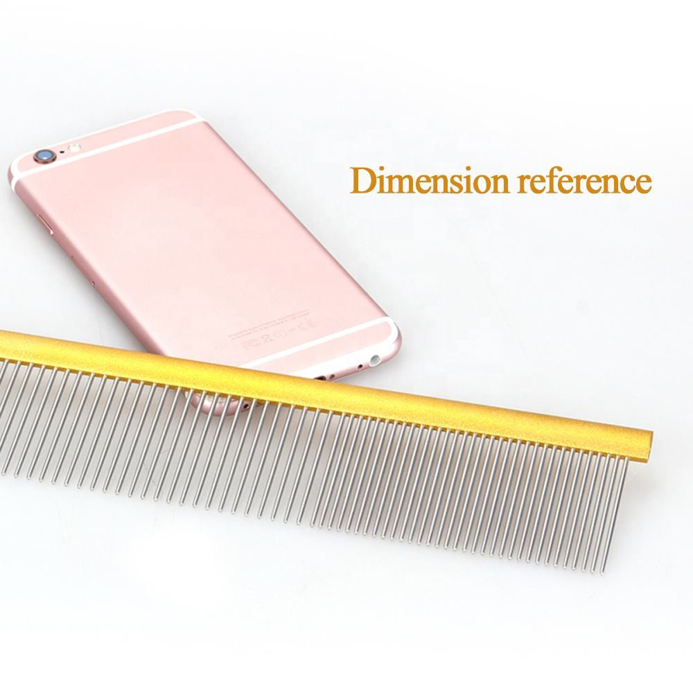 KFX-4694077 Colorful Stainless Steel Dog Grooming Comb with 1mm Fine Teeth for Shedding and Cleaning Pet Accessories