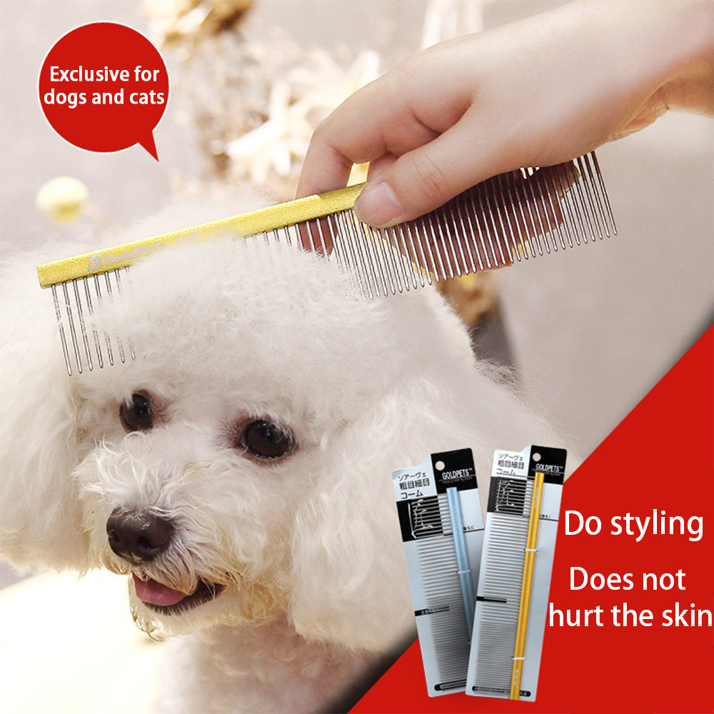 KFX-4694077 Colorful Stainless Steel Dog Grooming Comb with 1mm Fine Teeth for Shedding and Cleaning Pet Accessories