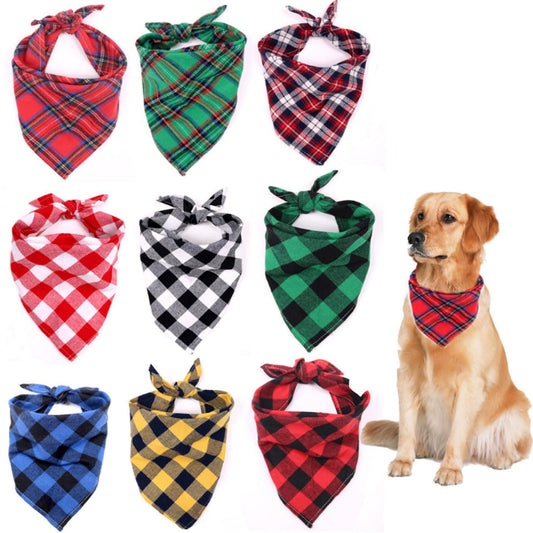 KFX-4694205 Large Cotton Pet Saliva Towel - Classic Triangle Design in Various Colors