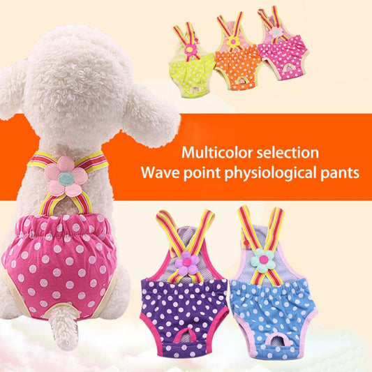 KFX-4694973 Pet-Friendly Polka Dot Strap Physiological Pants for Female Dogs - Comfortable Cotton Design in Multiple Colors