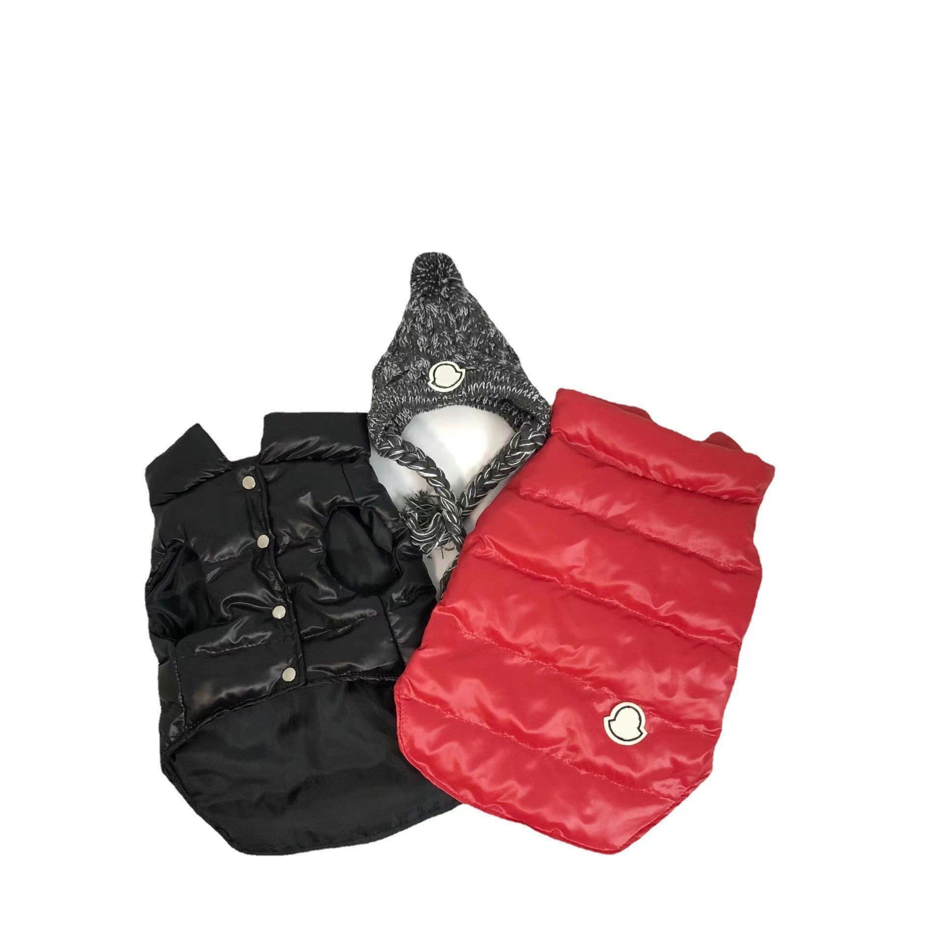 KFX-4697149 Cotton Pet Vest for Tidal Inverted Triangle - Warm and Thickened, Available in Red and Black, Multiple Sizes