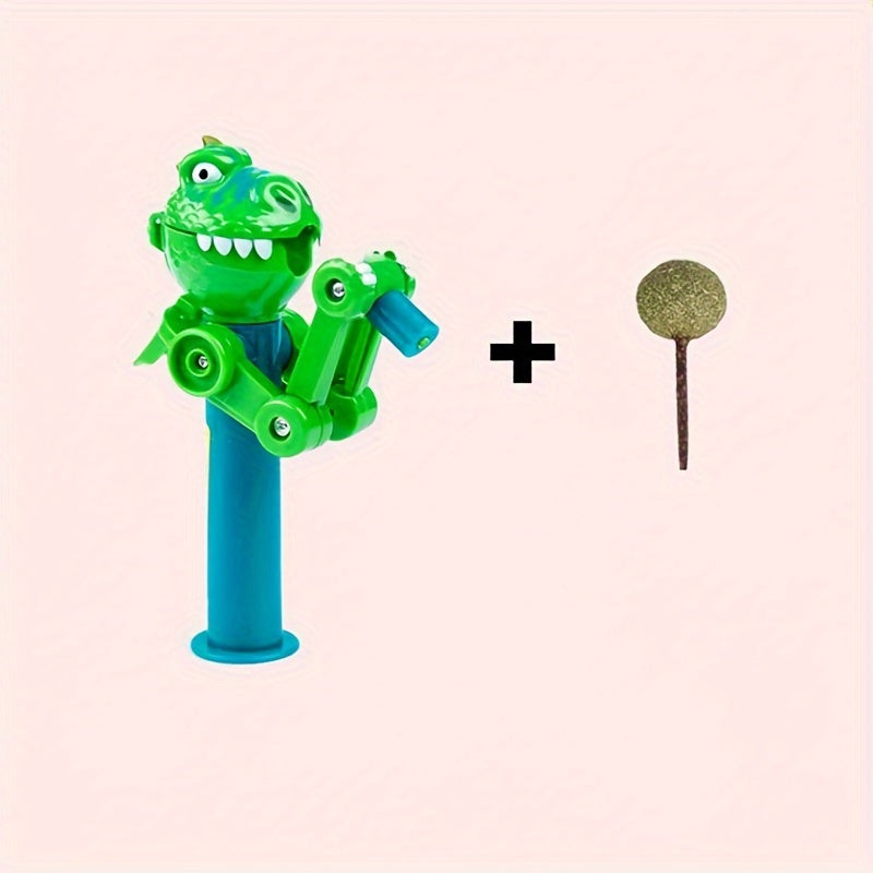 KFX-4699837 Dinosaur-Shaped Cat Teaser Stick with Catnip for Fun and Oral Health