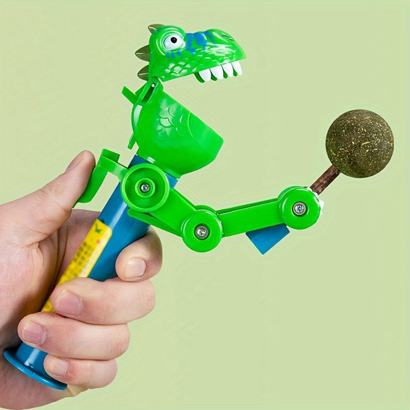 KFX-4699837 Dinosaur-Shaped Cat Teaser Stick with Catnip for Fun and Oral Health