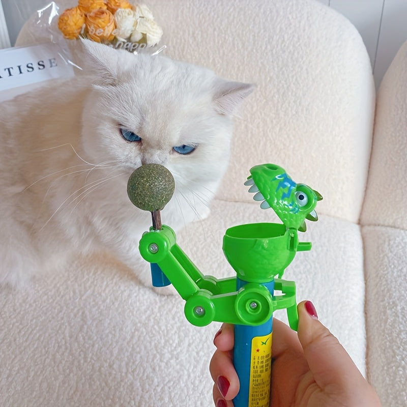 KFX-4699837 Dinosaur-Shaped Cat Teaser Stick with Catnip for Fun and Oral Health