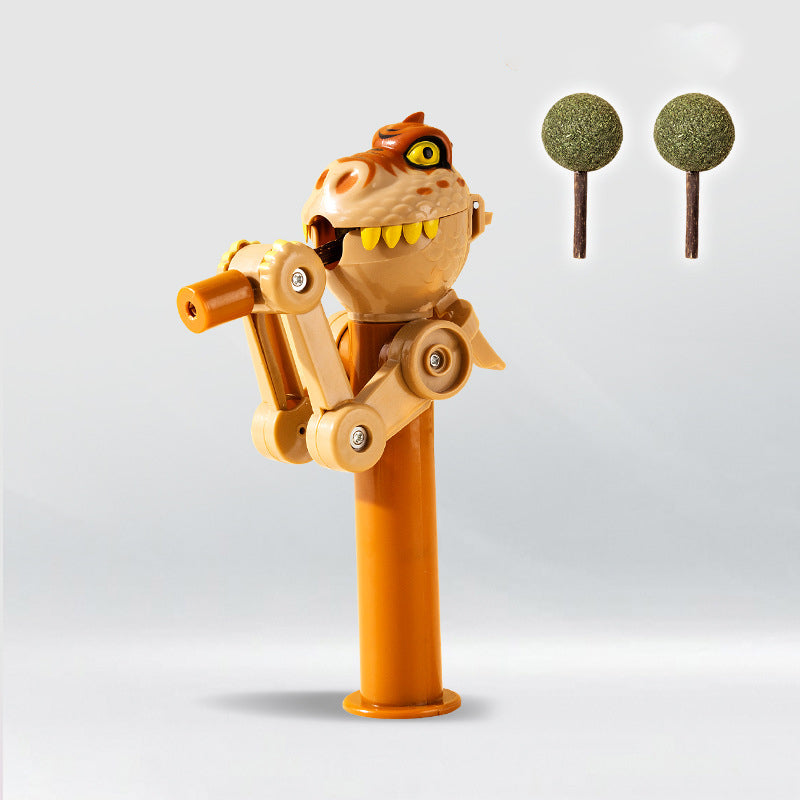 KFX-4699837 Dinosaur-Shaped Cat Teaser Stick with Catnip for Fun and Oral Health