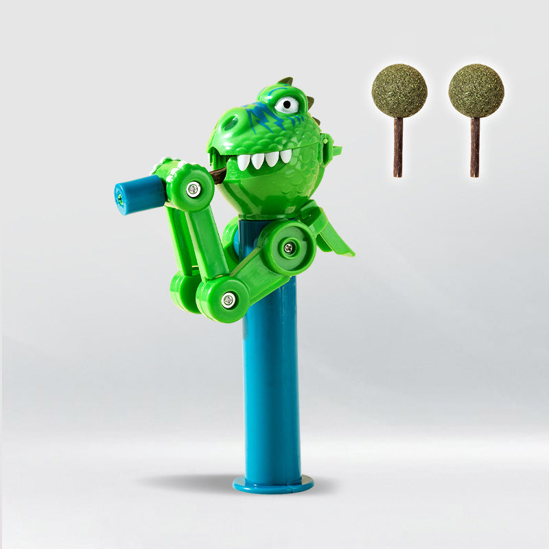 KFX-4699837 Dinosaur-Shaped Cat Teaser Stick with Catnip for Fun and Oral Health