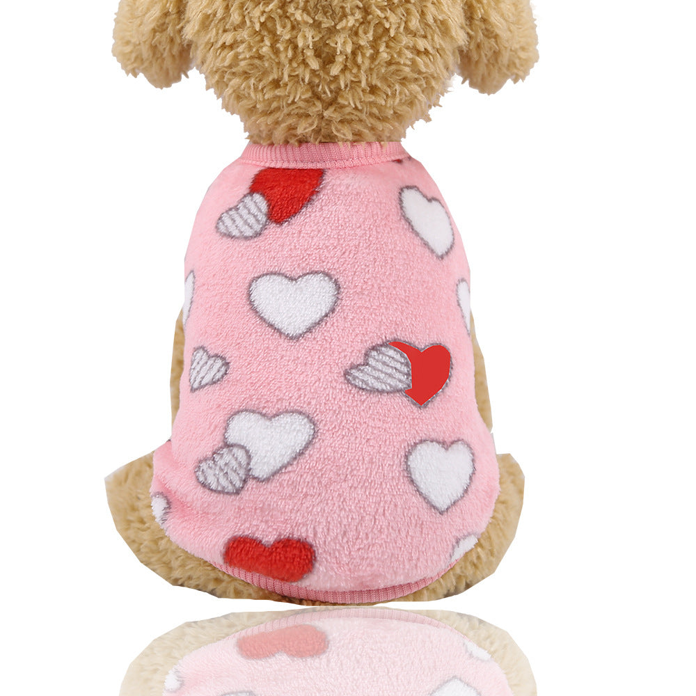 KFX-4700733 Cozy Coral Velvet Flannel Pet Clothing for Warmth and Comfort