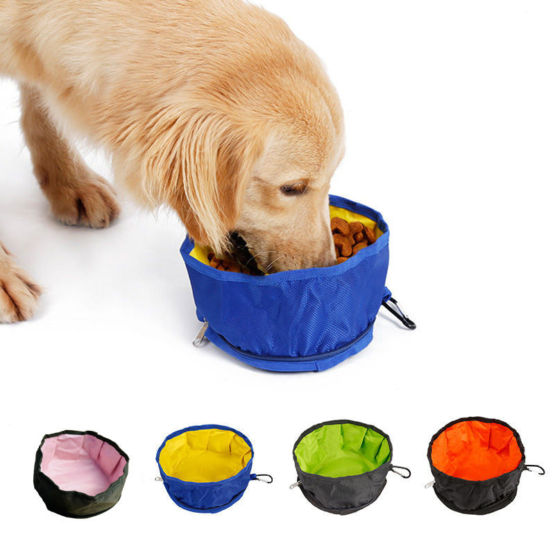 KFX-4702525 Folding Waterproof Outdoor Dog Bowl - Easy to Clean Polyester, 1100ml Capacity