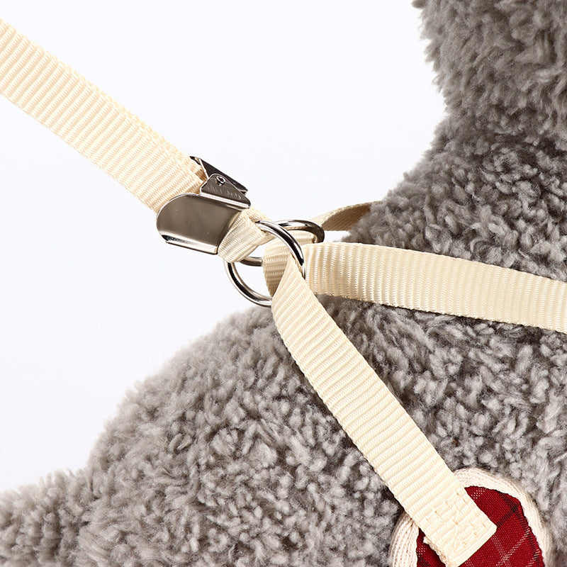 KFX-4702909 Small Dog Vest Style Bowknot Chest Strap Leash - Adjustable Nylon Traction Belt