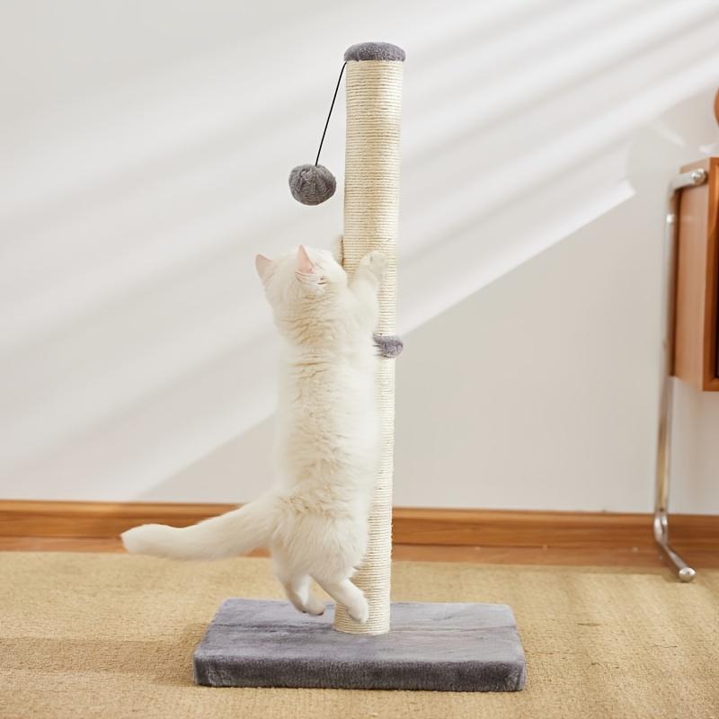 KFX-4703165 Durable Sisal Rope Cat Scratching Post with Hanging Ball Toy for Indoor Play and Claw Health