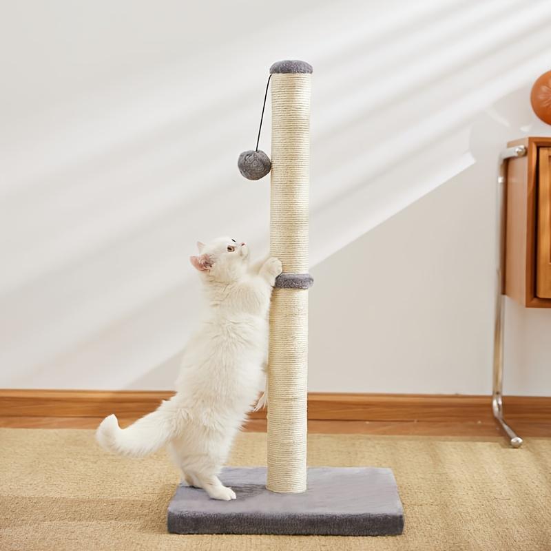 KFX-4703165 Durable Sisal Rope Cat Scratching Post with Hanging Ball Toy for Indoor Play and Claw Health