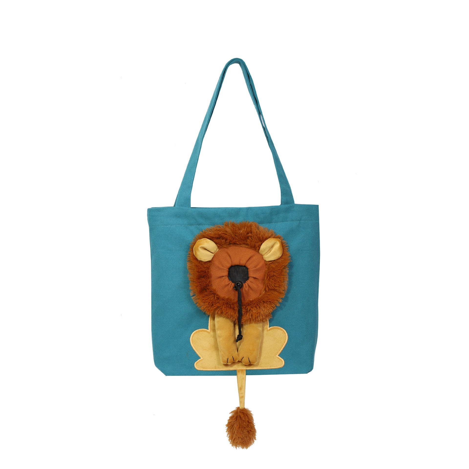 KFX-4704573 Lion Design Portable Pet Carrier Bag for Cats and Dogs, Breathable Canvas Sling with Adjustable Opening and Safety Zippers
